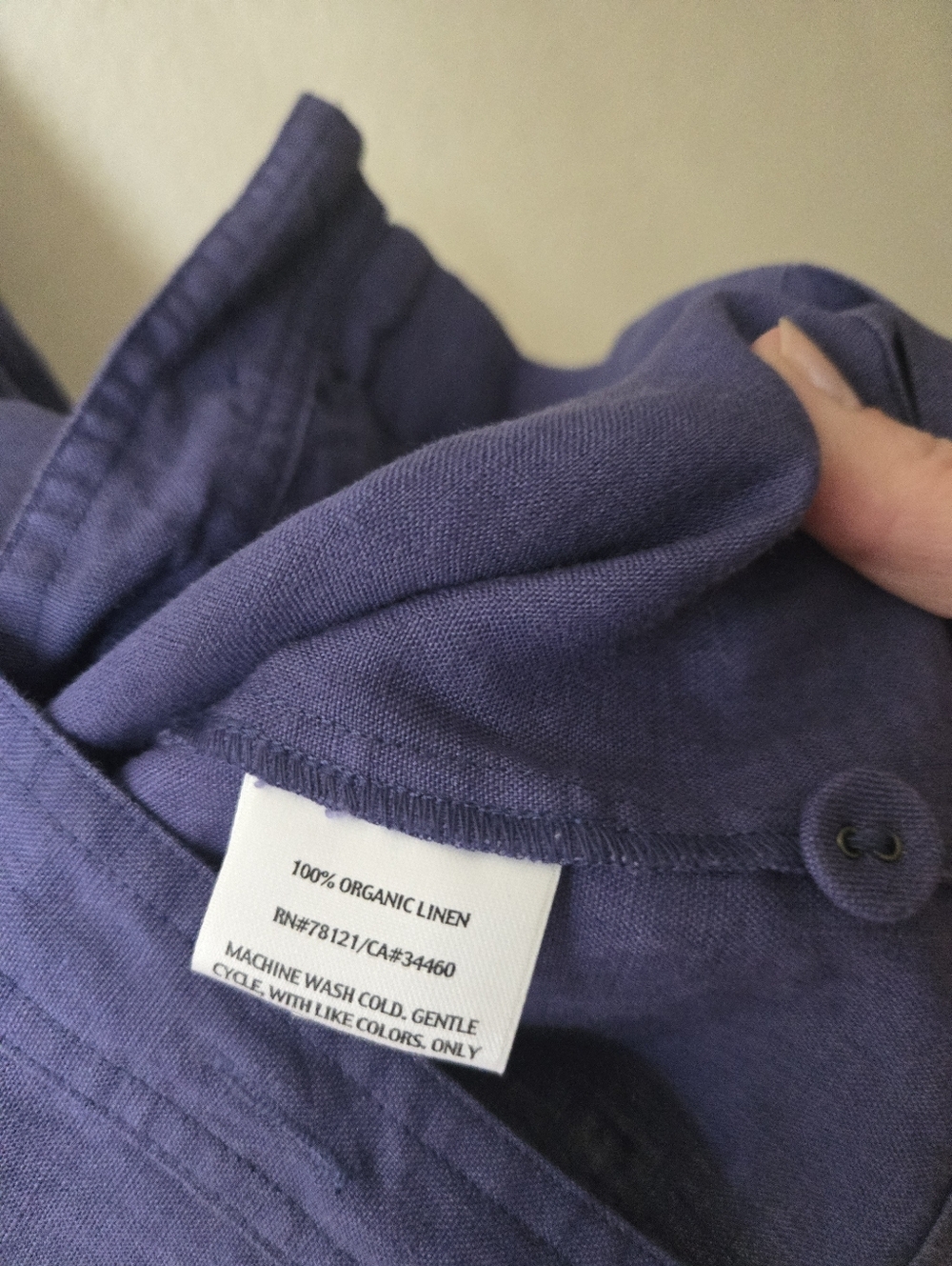 Purple Button-Front Linen Jacket Shirt Eileen Fisher Xs 3/4 Sleeves - Picture 3 of 10